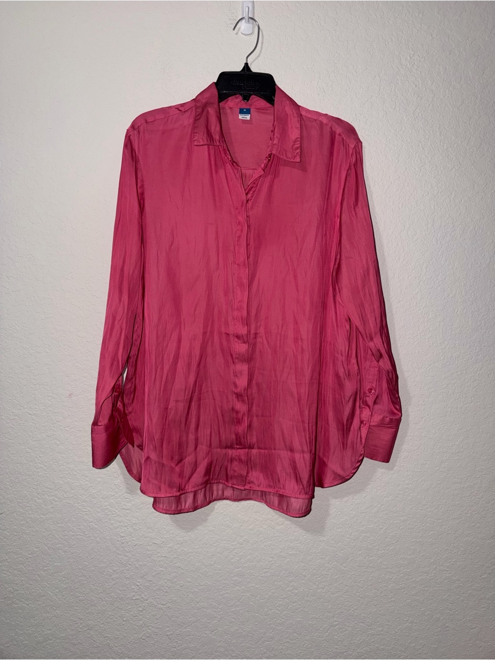 Old Navy Hot Pink Satin Button-Up Blouse